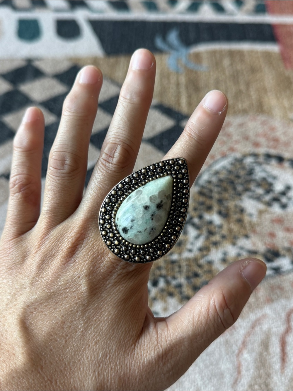 Samantha Wills Oversized Teardrop Statement Ring Turquoise Stone One Size